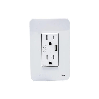 Tomacorriente VTA de 2 salidas con puerto USB