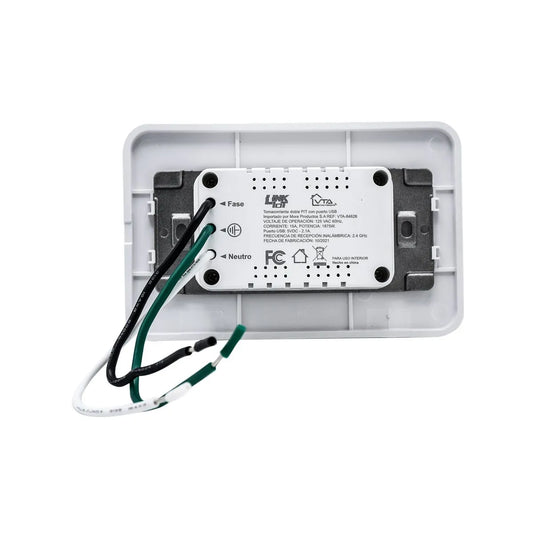 Tomacorriente VTA de 2 salidas con puerto USB